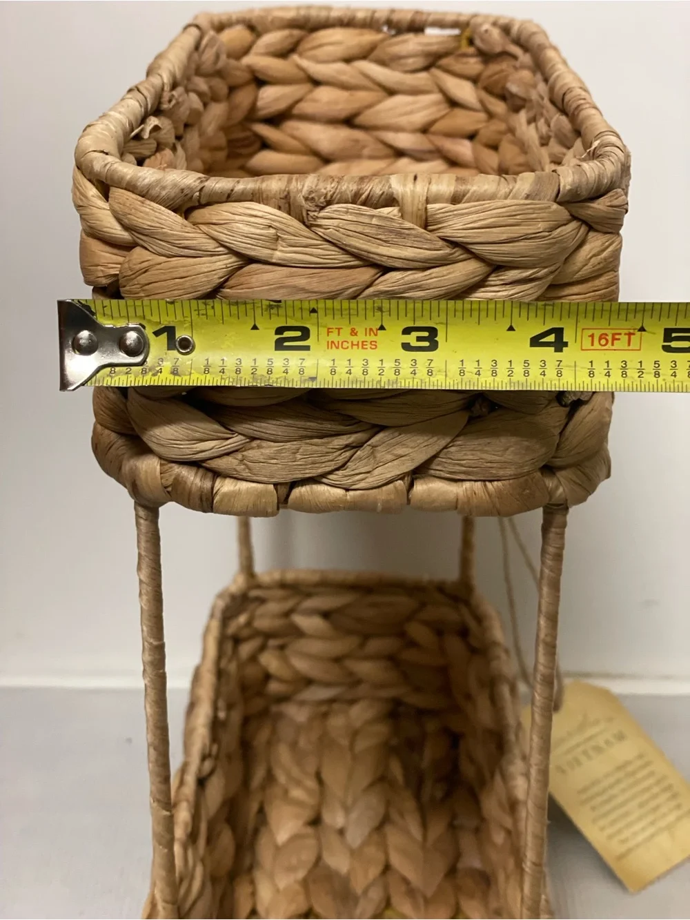 Woven Two-Tier Natural Seagrass Free Standing Basket/Shelf - Tan - Handcrafted